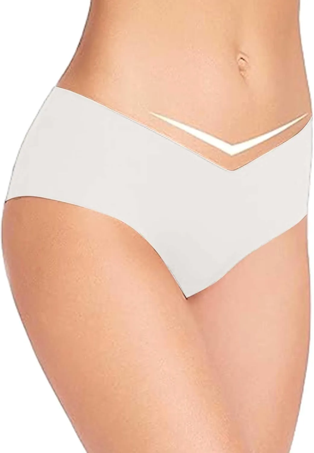 Seamless Underpants for Women V-Shape Underwear Soft Briefs Ladies Stretch No Show Bikini Panties Hipster 3-Pack