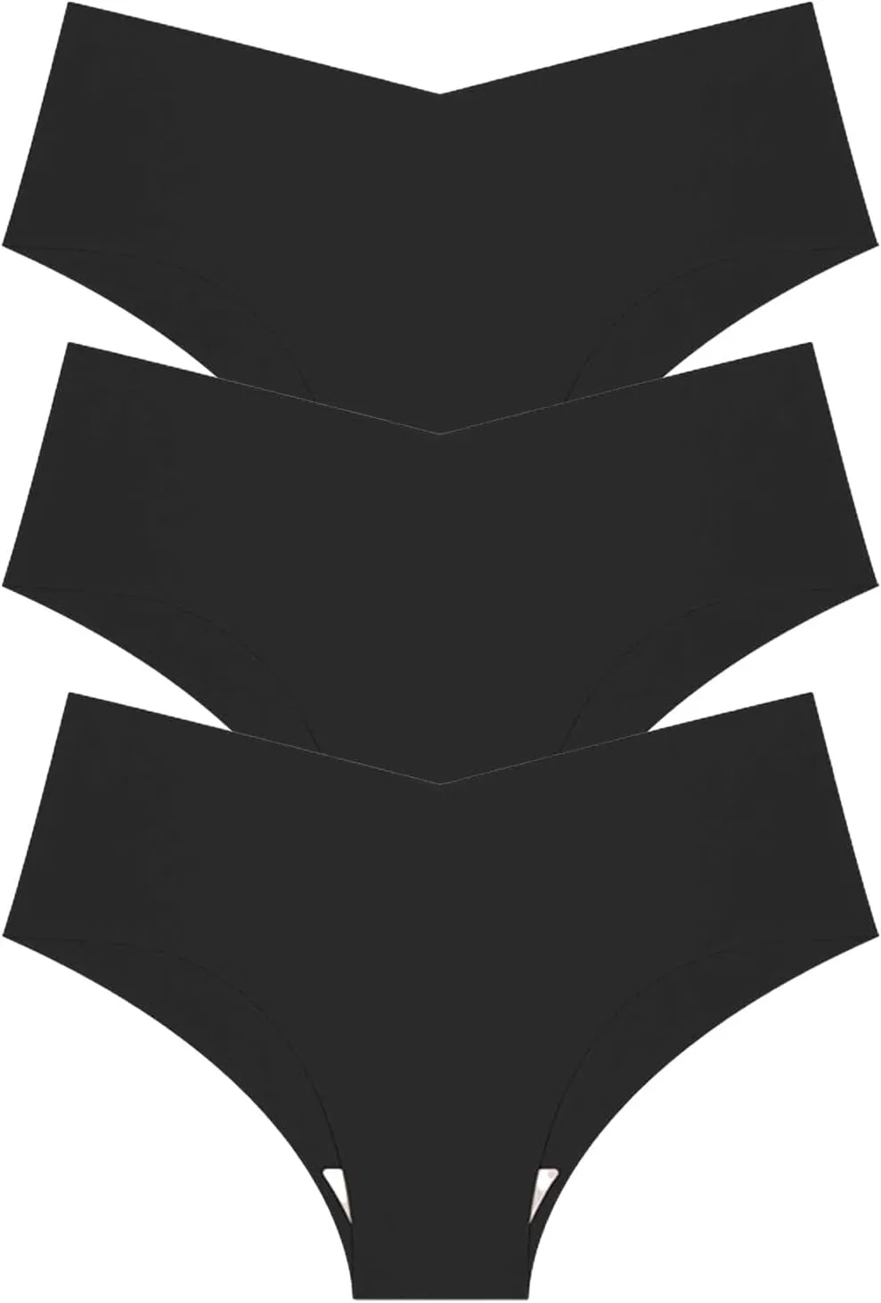Seamless Underpants for Women V-Shape Underwear Soft Briefs Ladies Stretch No Show Bikini Panties Hipster 3-Pack