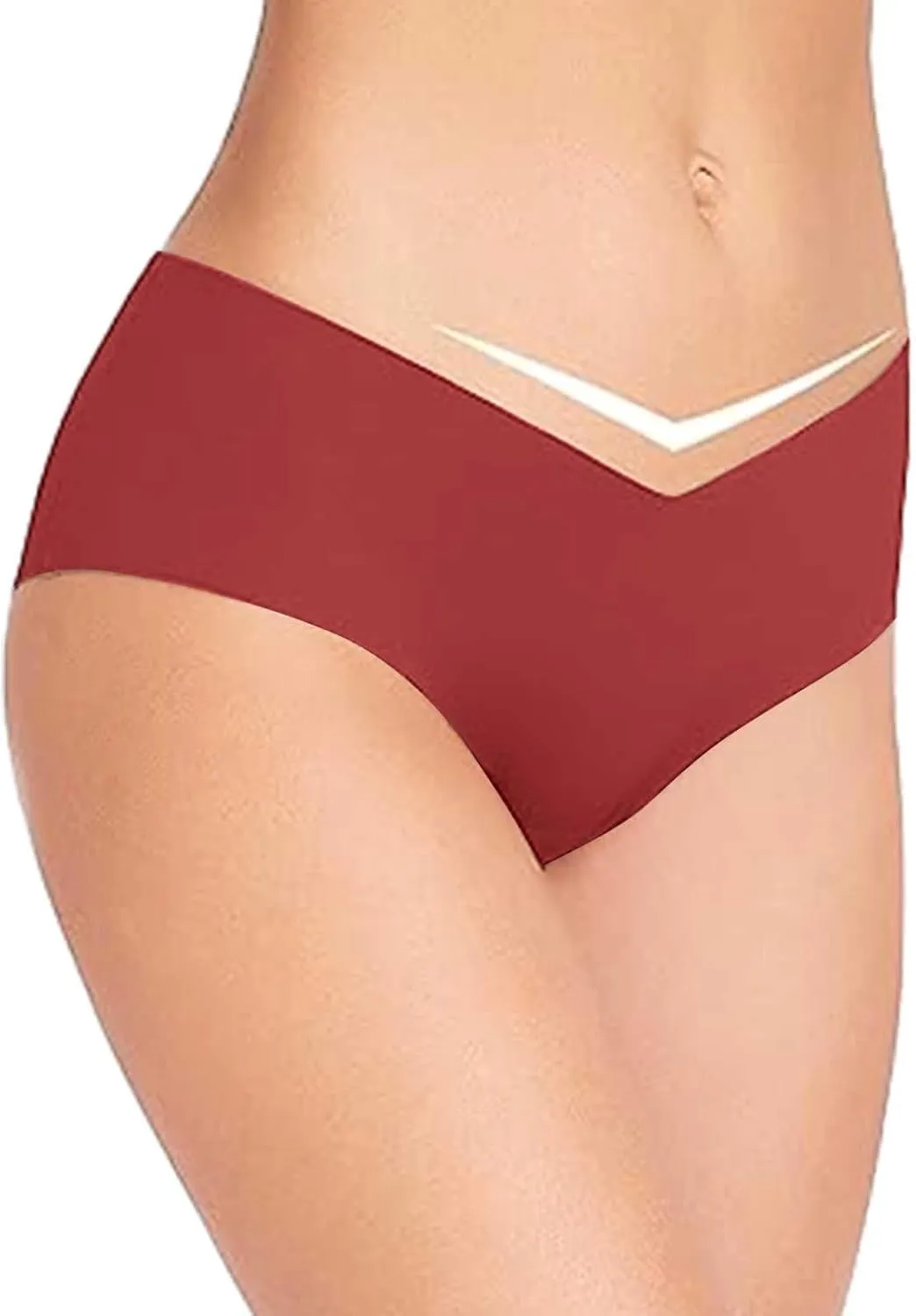 Seamless Underpants for Women V-Shape Underwear Soft Briefs Ladies Stretch No Show Bikini Panties Hipster 3-Pack