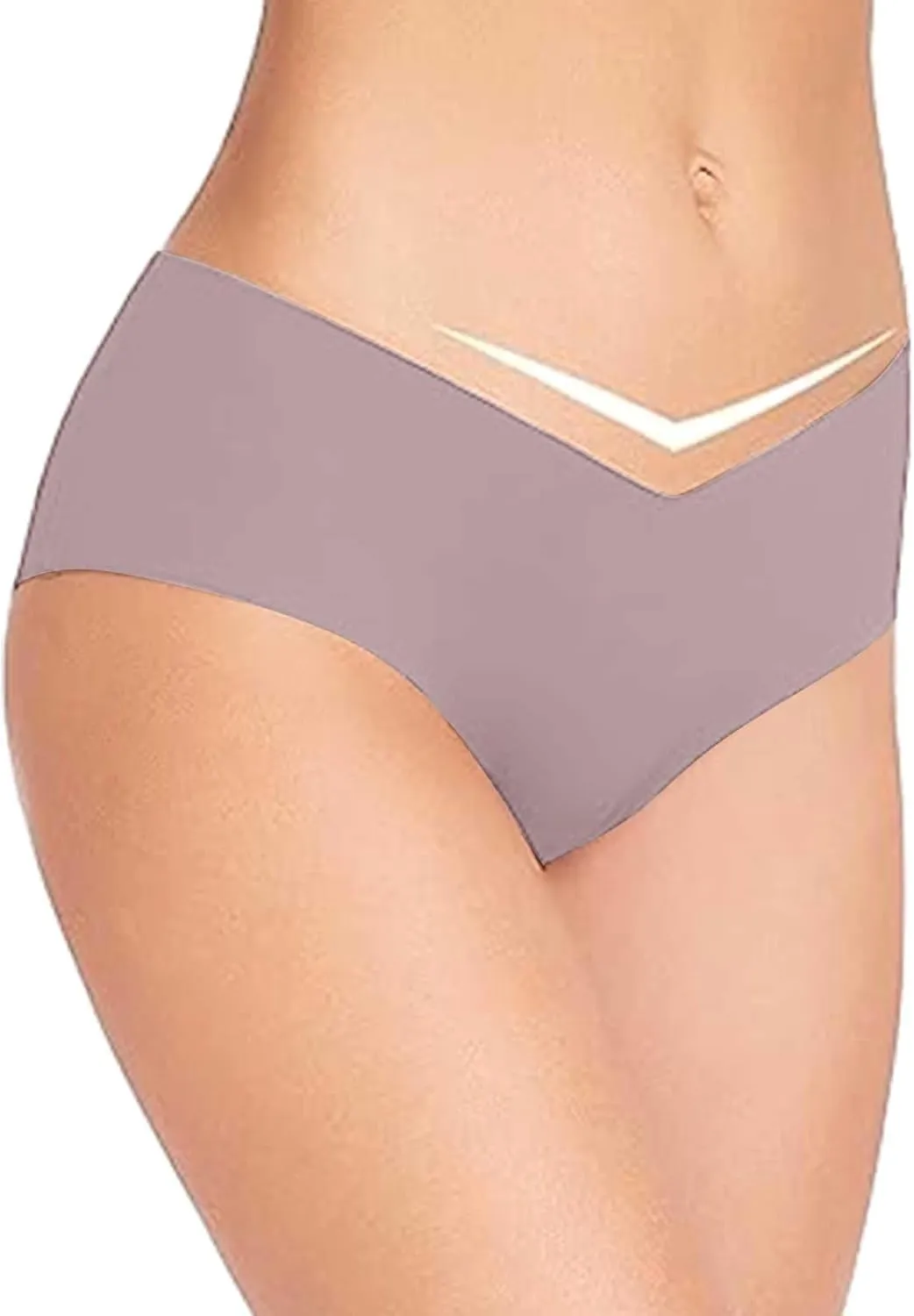 Seamless Underpants for Women V-Shape Underwear Soft Briefs Ladies Stretch No Show Bikini Panties Hipster 3-Pack