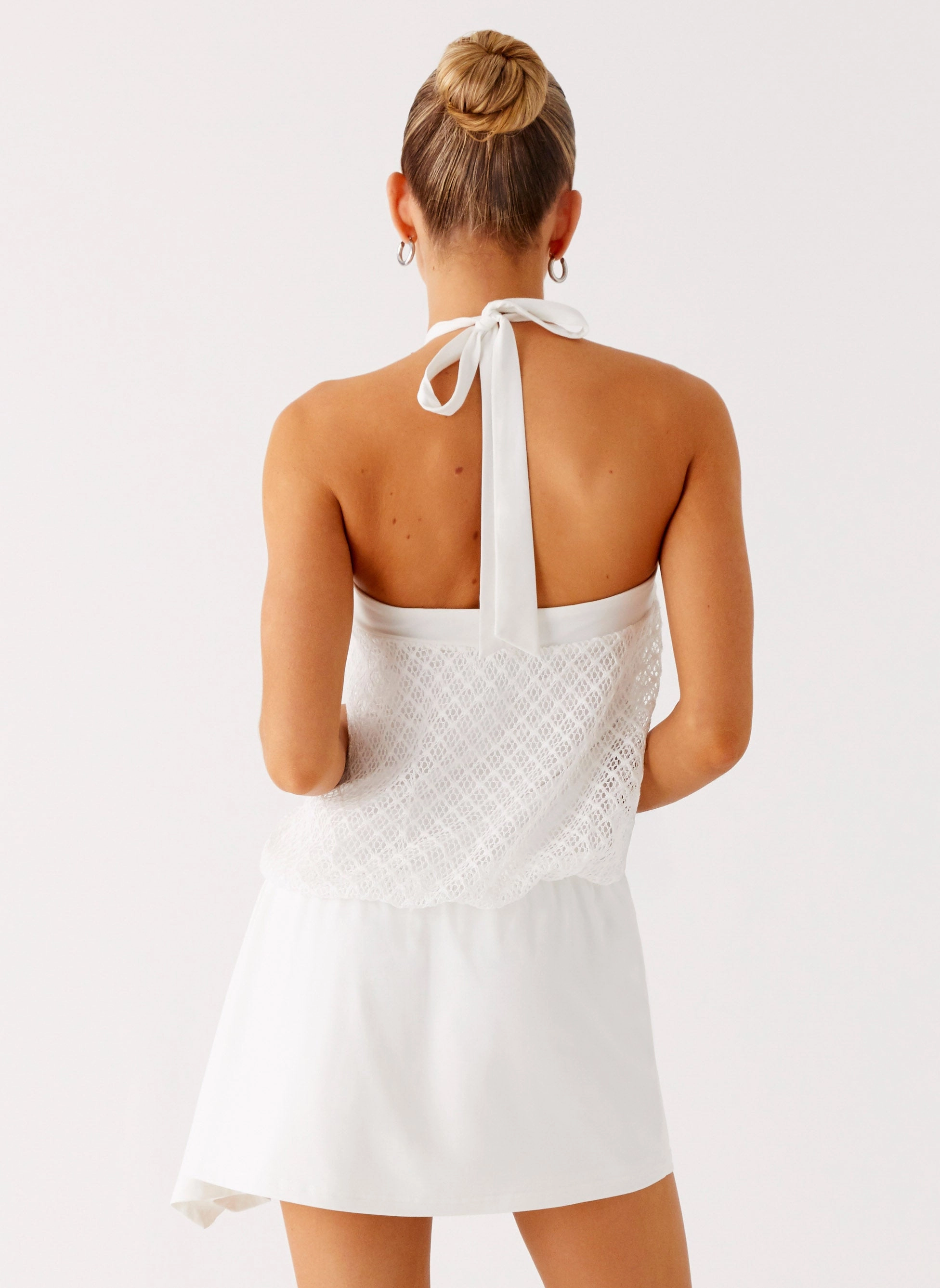 Evening Vibe Travel Friendly Switch Up Halter Mini Dress - Ivory