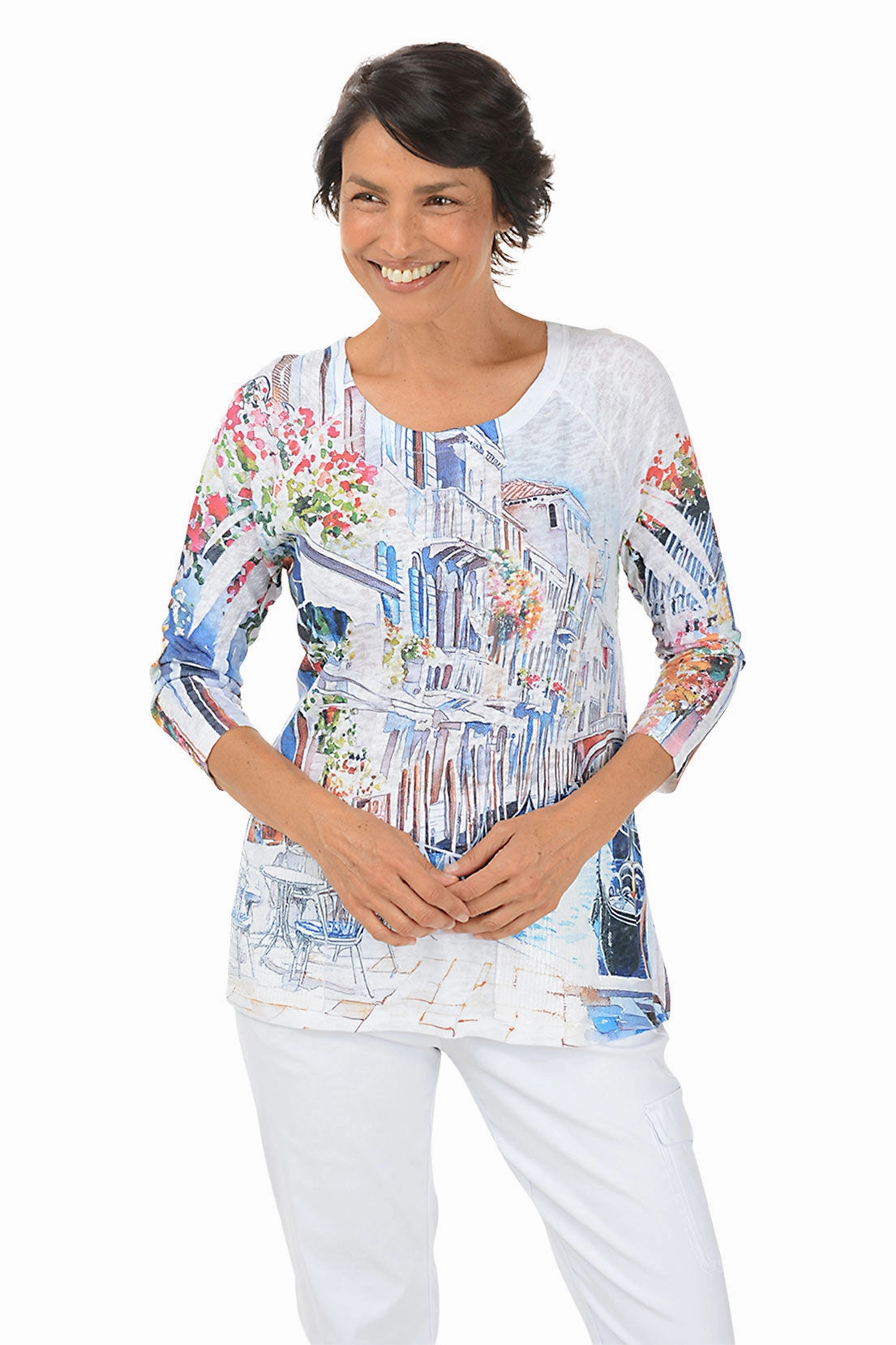 Venice Sequin Pocket Knit Top ReflectiveTrims Relaxed Silhouette