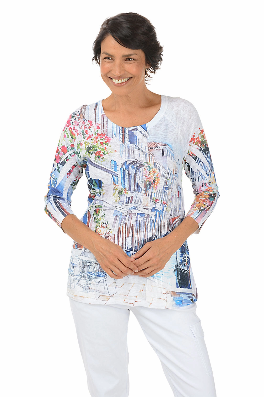 Low Profile Zipper Closure SeamlessSidePanels Venice Sequin Pocket Knit Top