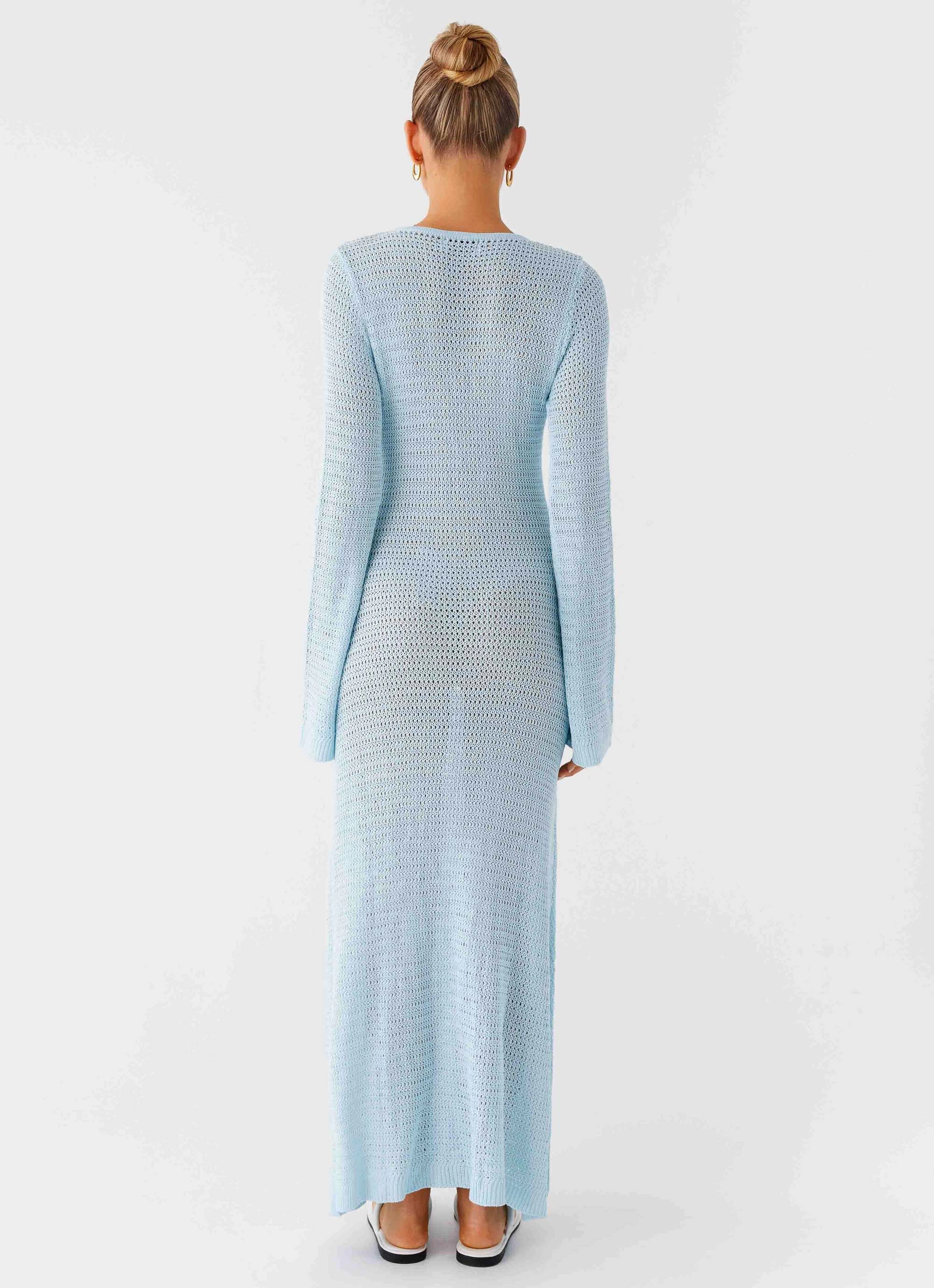 Seascape Chochet Maxi Dress - Blue Ankle-length
