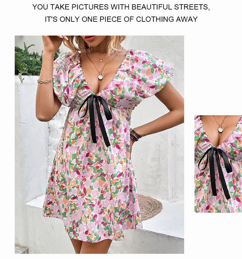 DEEP V SEXY DRESS_CWDSD3493 Perfect Comfort Wear Vintage Style