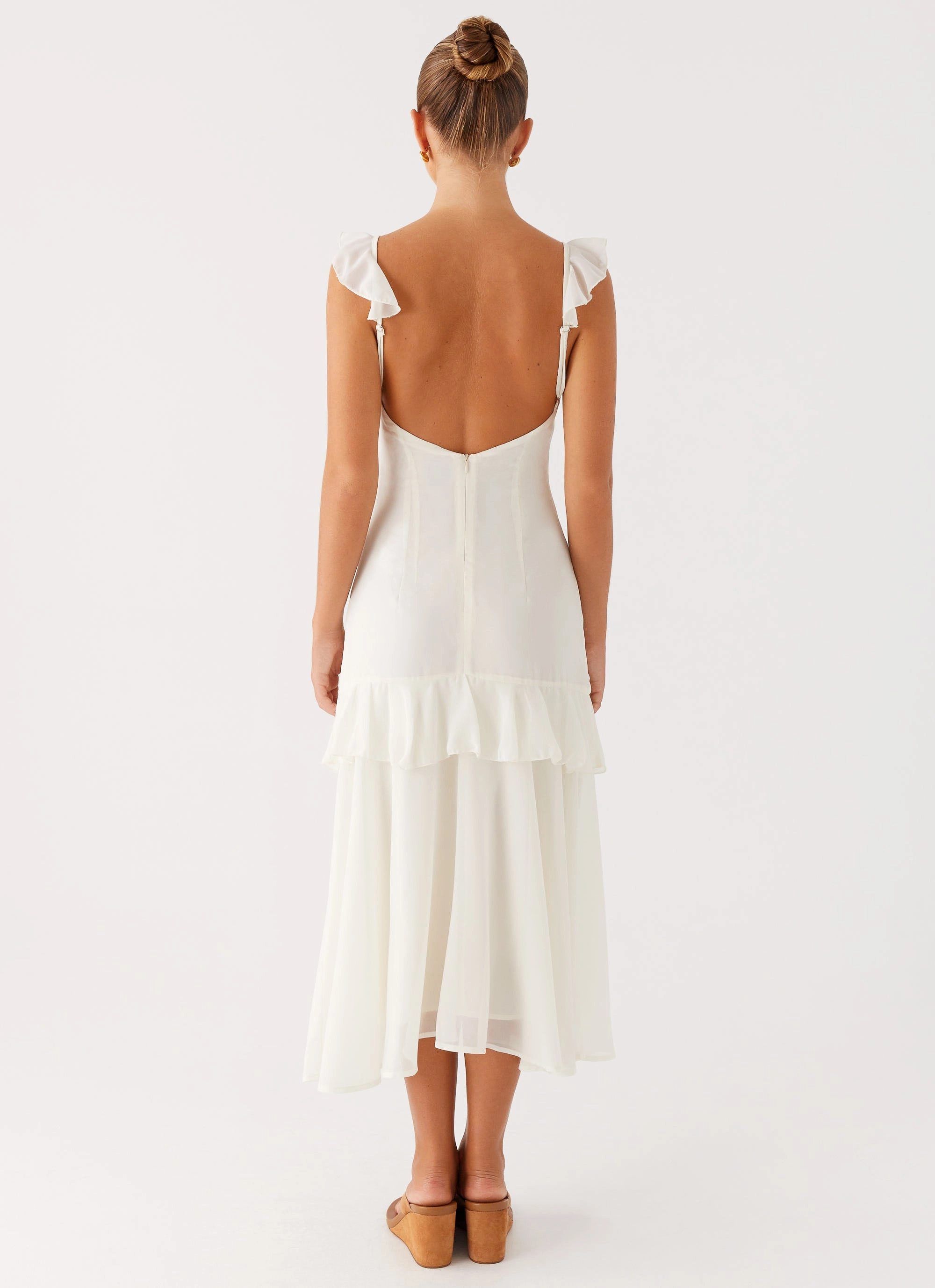 Celie Midi Dress - Ivory Bright-Hue Pearl-Detail