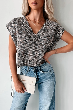 Seasonal Sophistication Cropped Sweater Vest (Dark Brown) ThermalLining