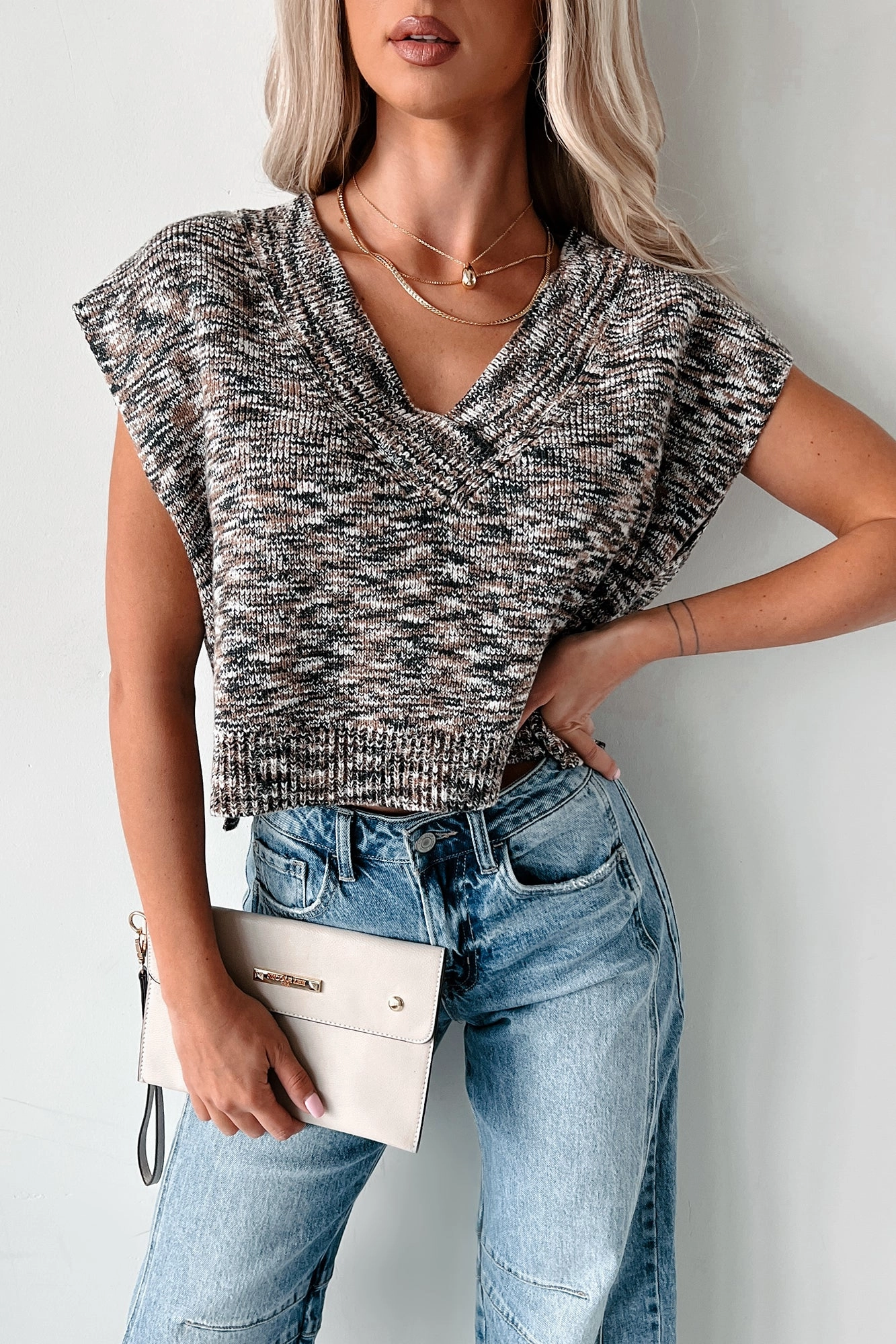 Seasonal Sophistication Cropped Sweater Vest (Dark Brown) ReflectiveTrims Summer Polo