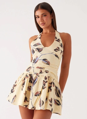 Mirelle Halter Neck Mini Dress - Buttercream Bliss TemperatureRegulatingFabric Sharp Profile