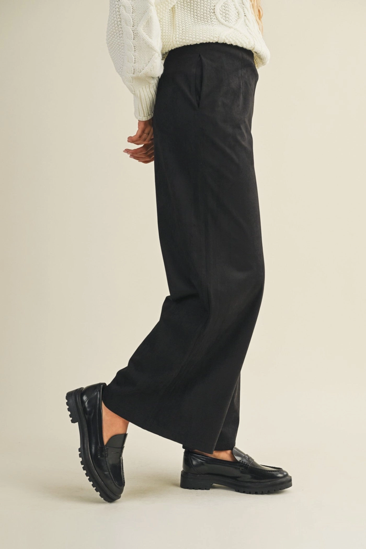 TAYLOR BLACK SUEDE PANTS Flexible Fabric