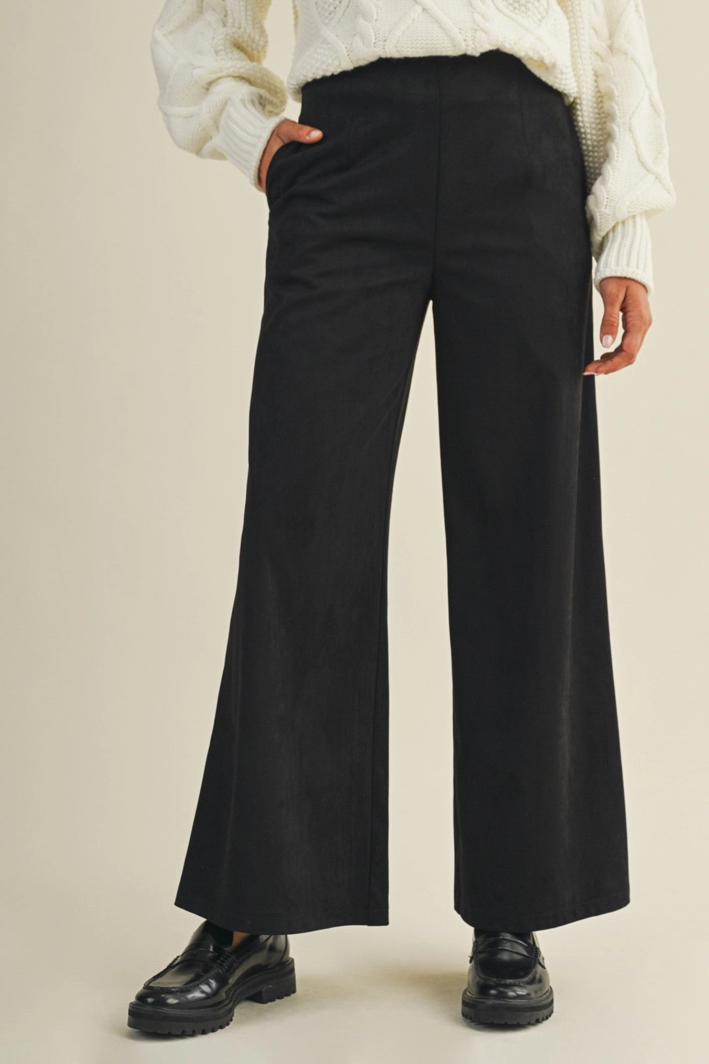 Reinforced Pockets TAYLOR BLACK SUEDE PANTS