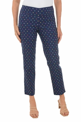 Sporty Vibe HeatRegulatingLining Navy Rainbow Dots Pull-On Ankle Pant