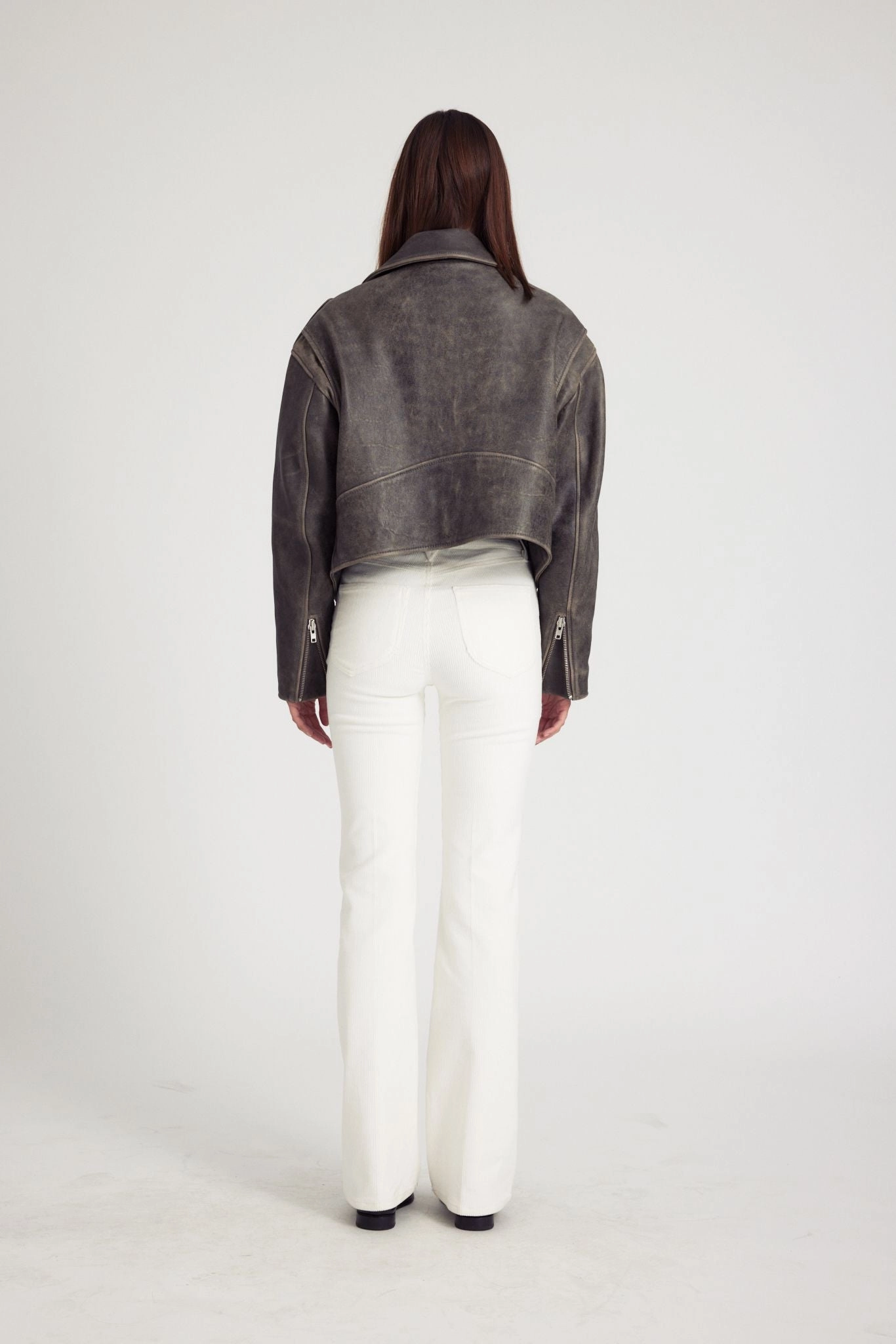 Smart Style Everyday Comfort White Corduroy Micro Flare Pants
