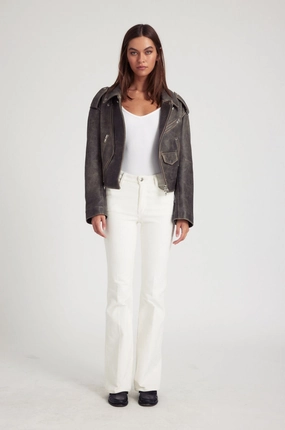 White Corduroy Micro Flare Pants All Season Fit Quality Fabric
