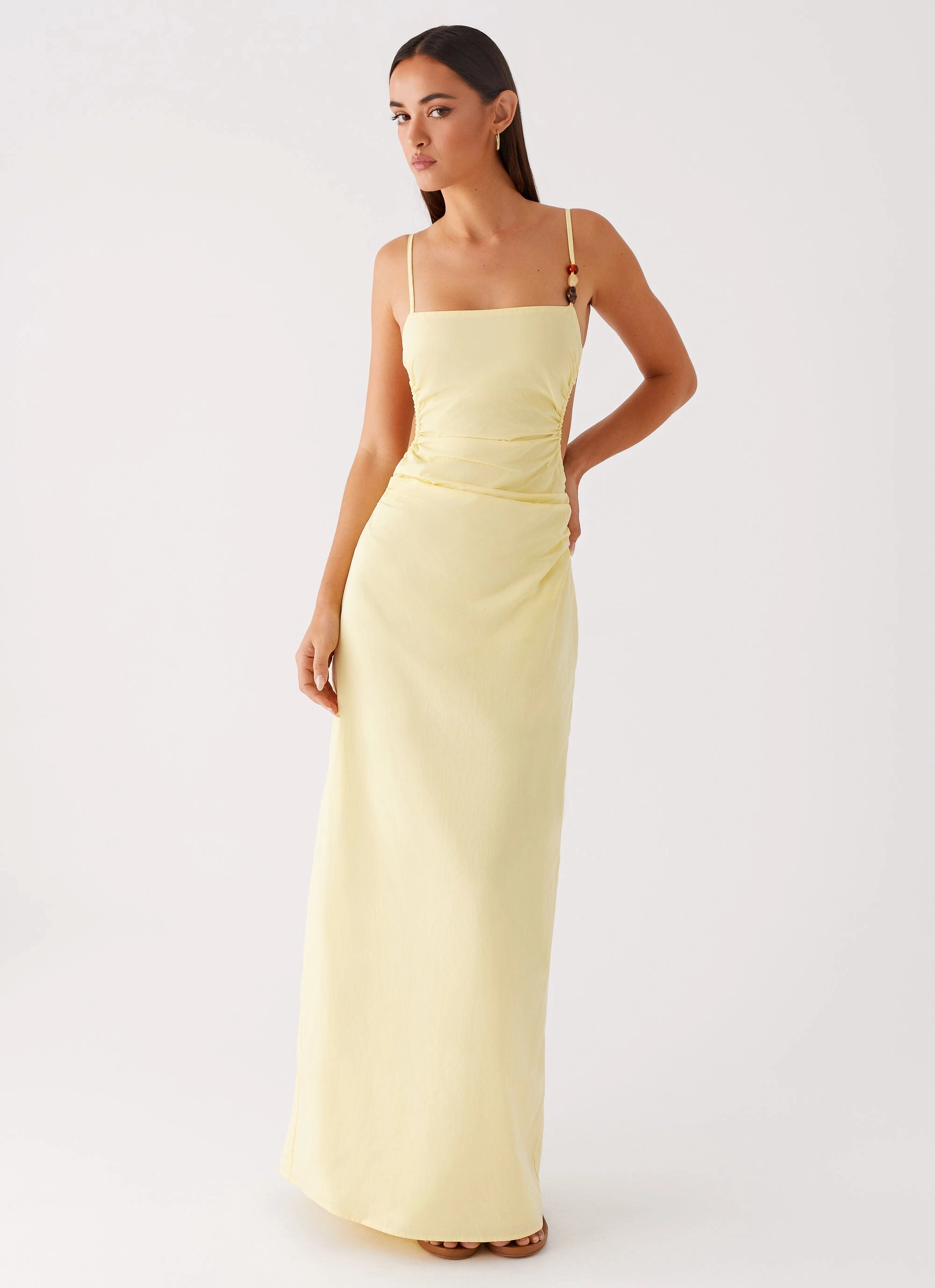 Selah Maxi Dress - Yellow Minimal Detail