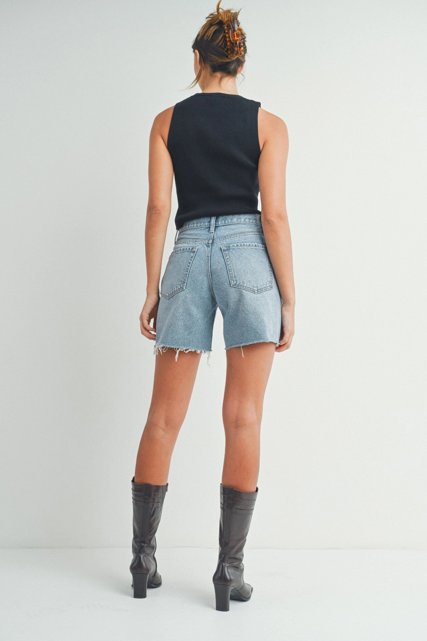 kids Reflective accents SELENA SLIGHTLY DISTRESSED DENIM SHORTS