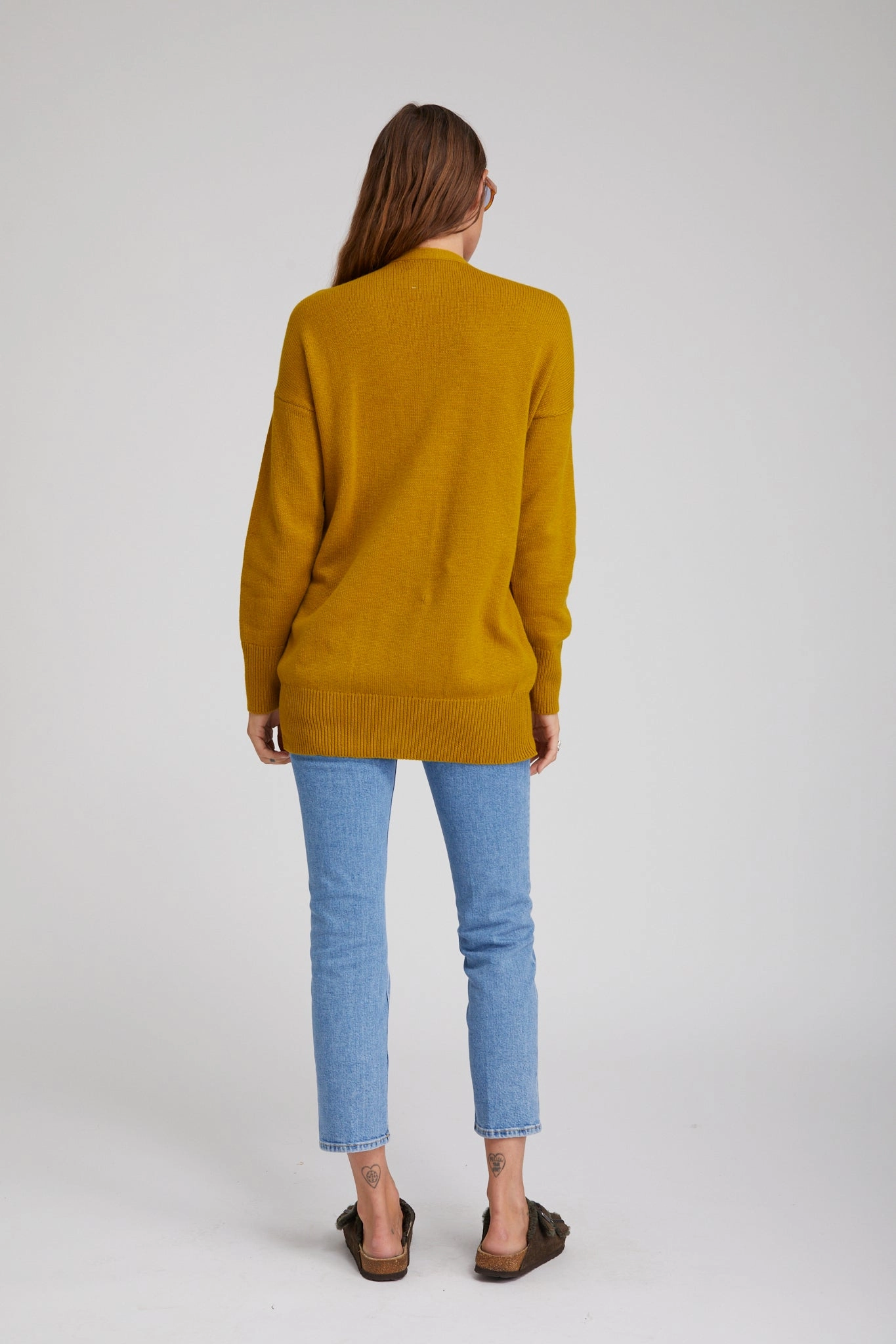Durable Reinforced Elbow Patches Hidden Pocket Vinaigrette Cashmere Long Cardigan