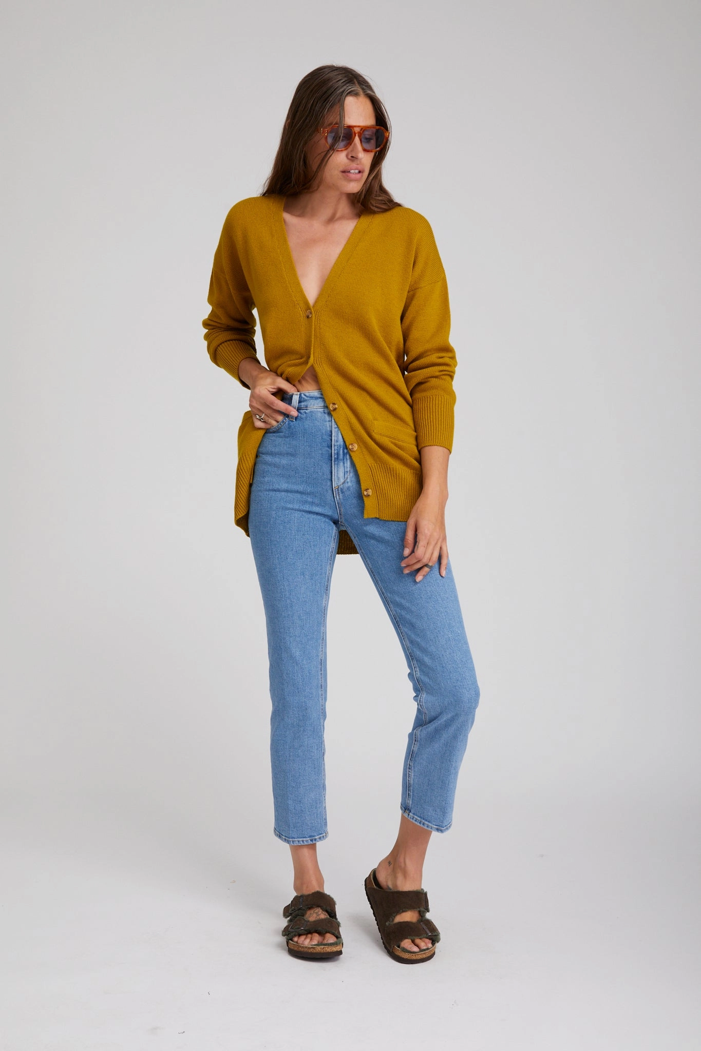 Vinaigrette Cashmere Long Cardigan Tencel Lyocell Fiber Active Blouse