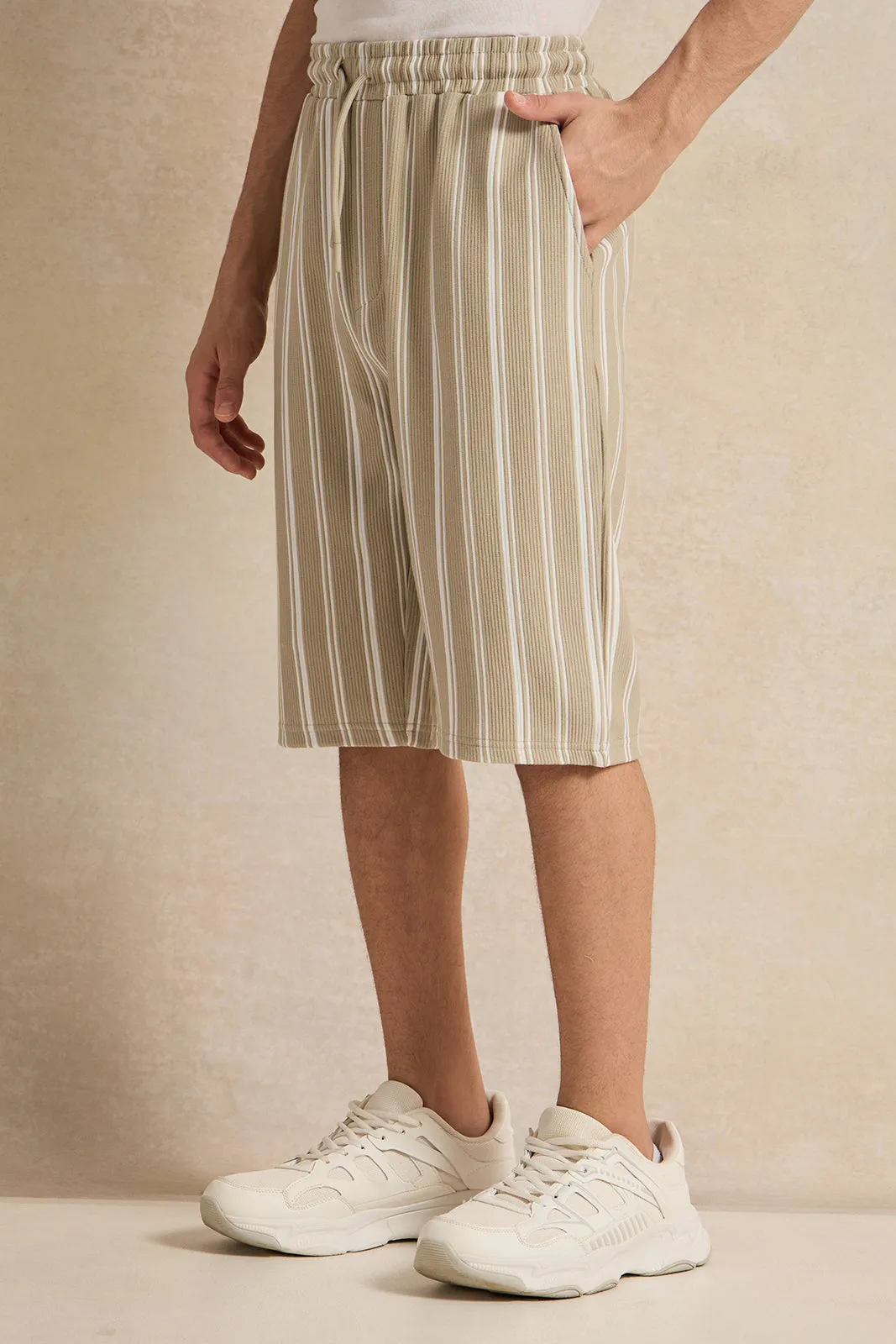 Senior Boys Olive Jacquard Collared Casual Set