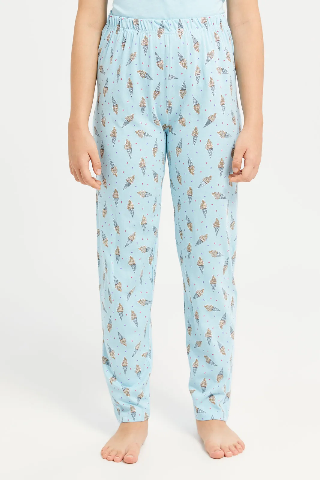 Senior Girls Blue Ice Cream Print Pyjama Set (2 Piece)