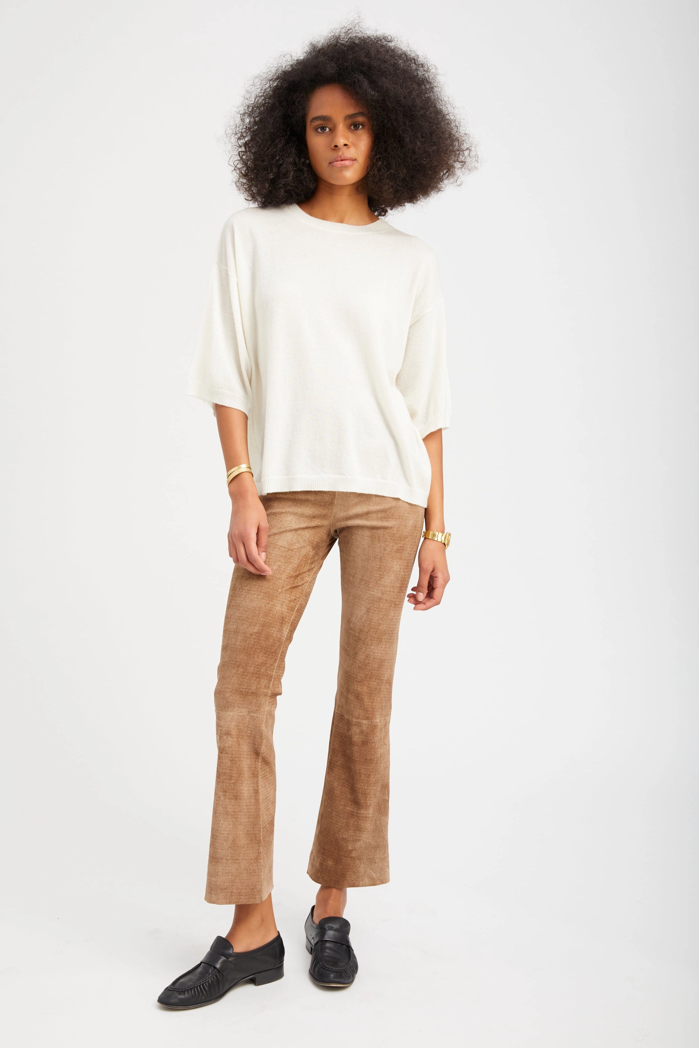 Sepia Suede Ankle Flare sculpted look Outdoor Lover Mesh Panel