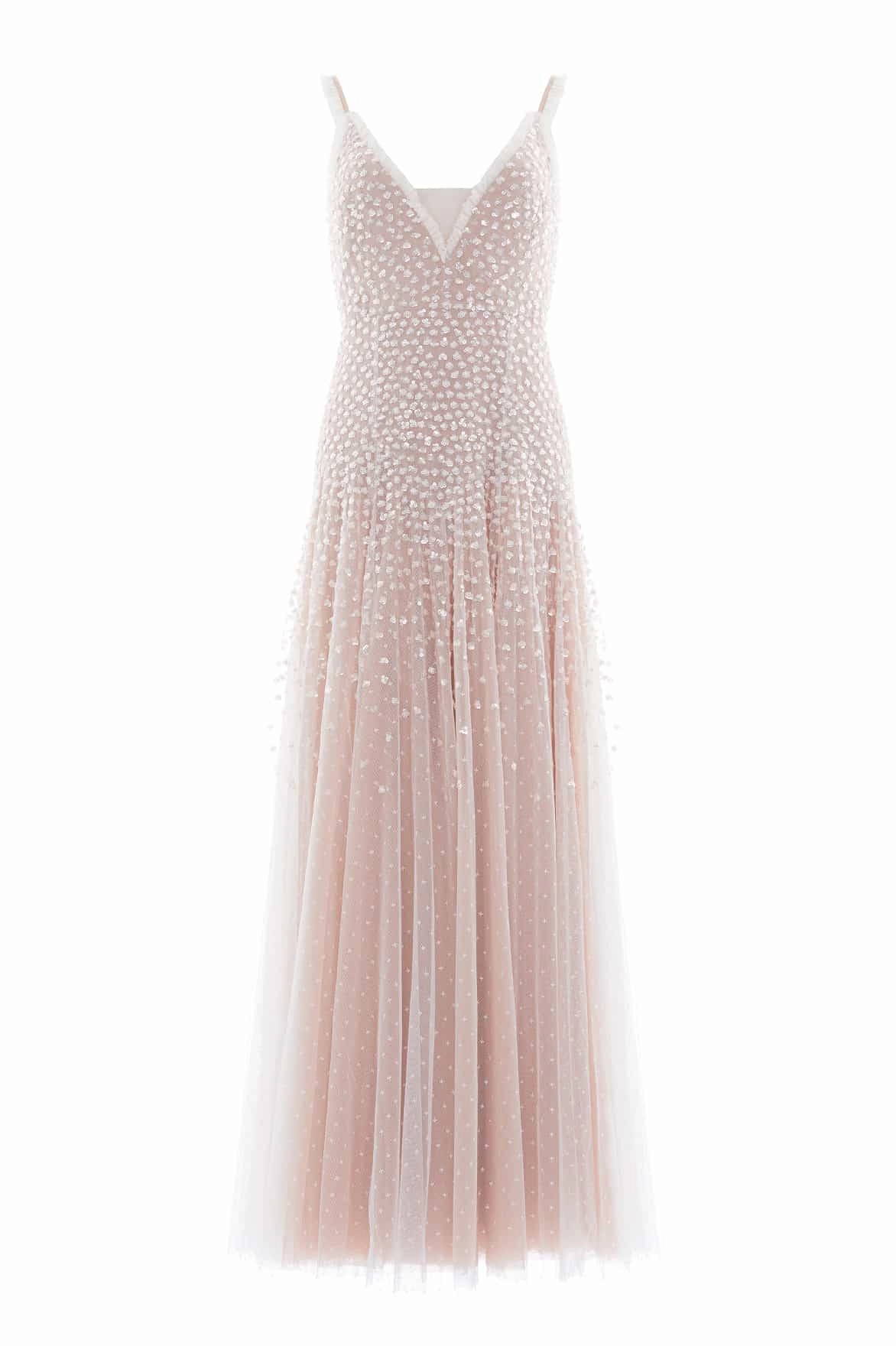 Sequin Cascade Cami Plunge Gown Stretchable All-Season Comfort