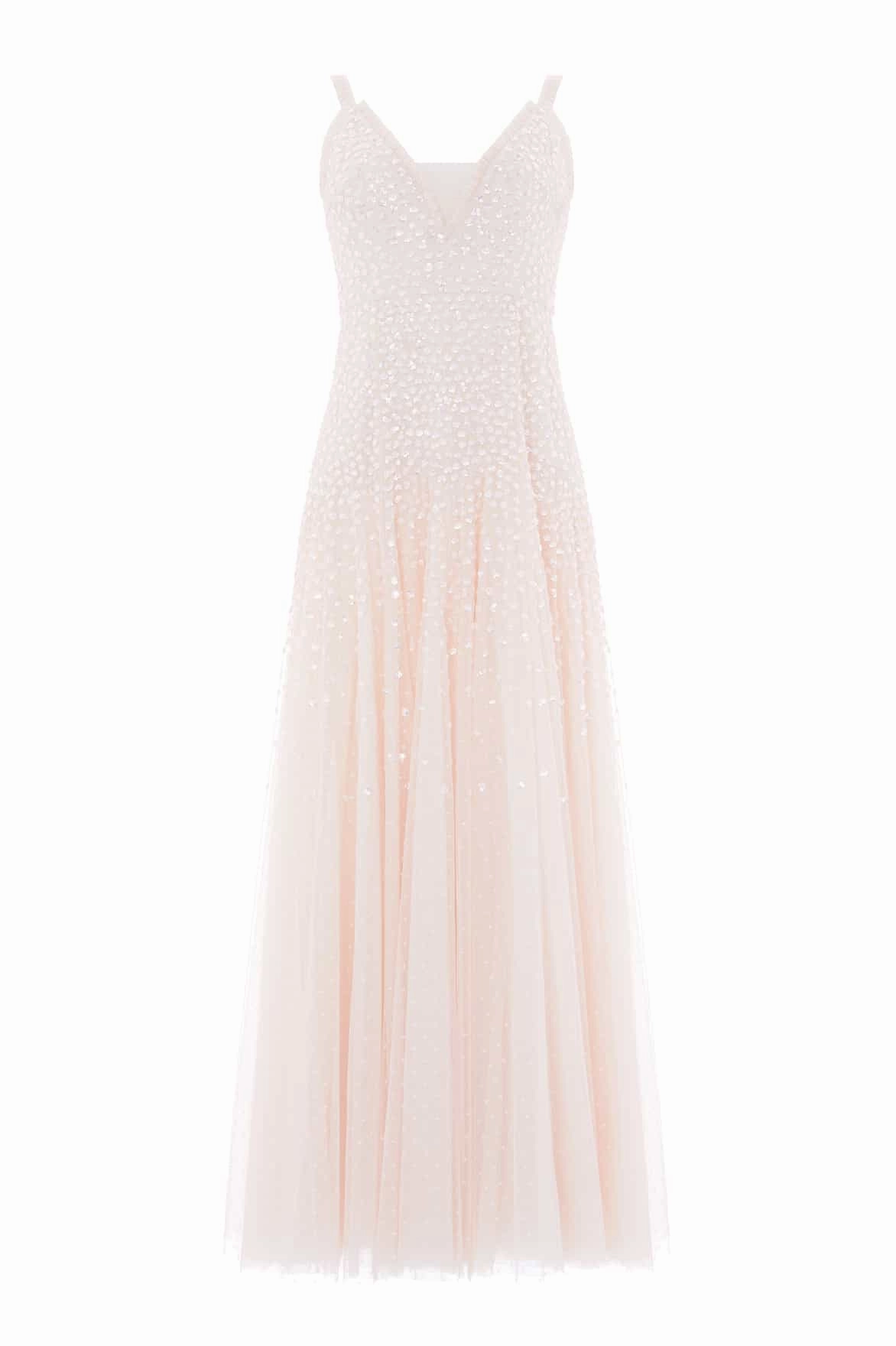 Flexible Cut Sequin Cascade Cami Plunge Gown