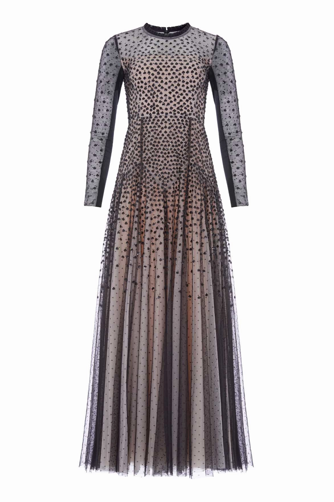 everyday elegance Happy Fit Sequin Cascade Round Neck Gown