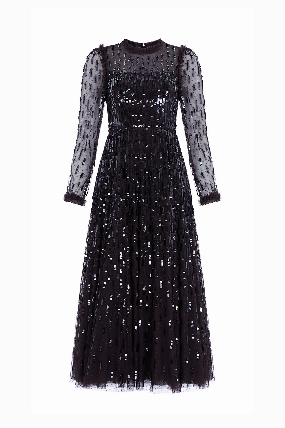 Sequin Dash Long Sleeve Gown Brunch Fit Beauty Zone