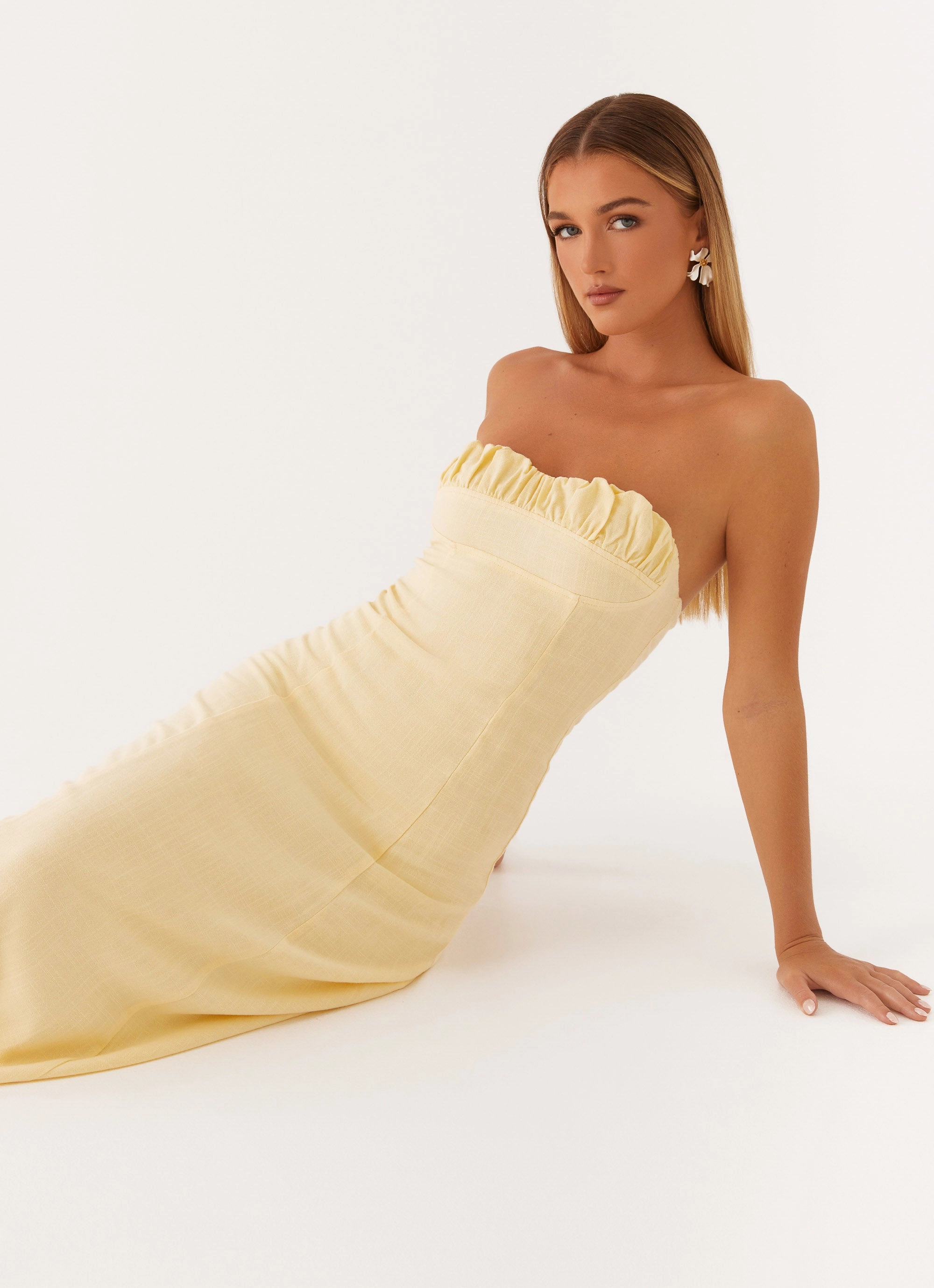 Non-Iron All-Day Comfort Wear Tayla Linen Maxi Dress - Yellow