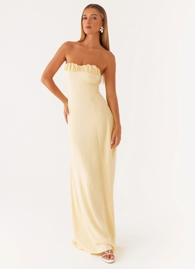 Embroidered-Detail Tayla Linen Maxi Dress - Yellow