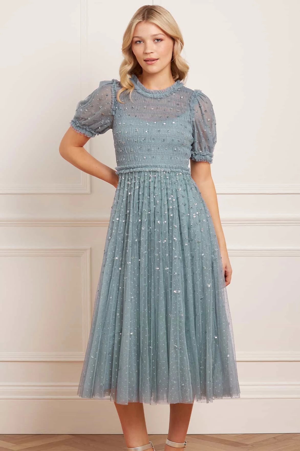 Sequin Giselle Smocked Ballerina Dress Light Drape Fit Focused