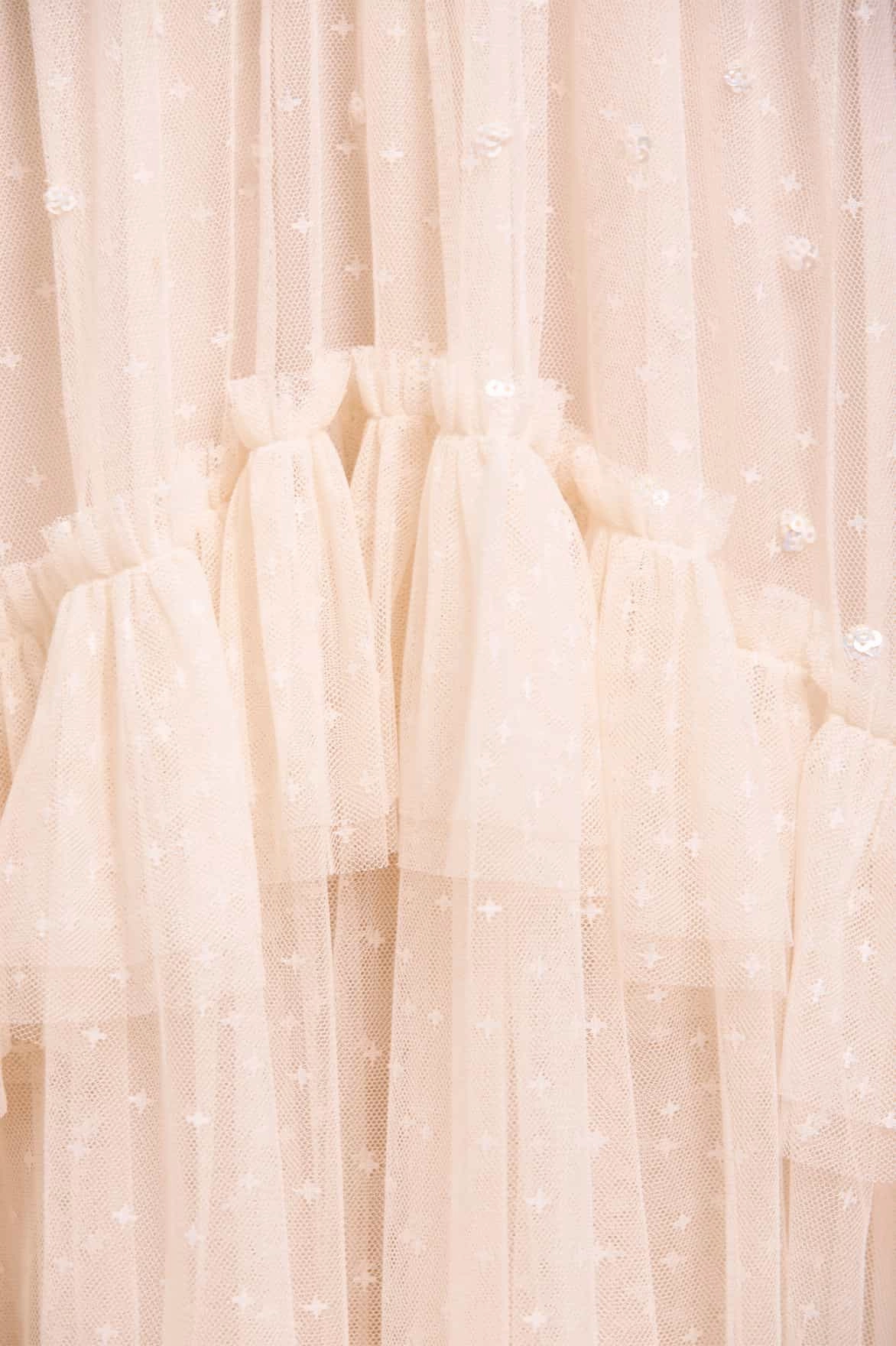 Sequin Glimmer Rouched Off-Shoulder Gown Silk Flow