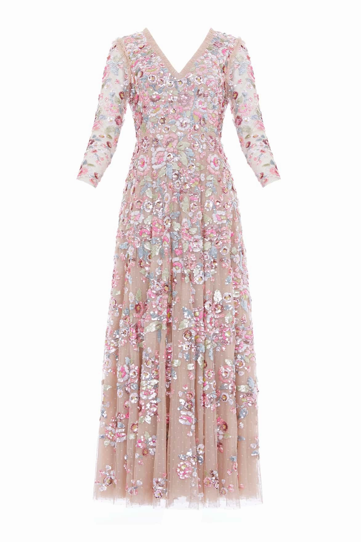 Sequin Paradise Long Sleeve Gown A Line Cut