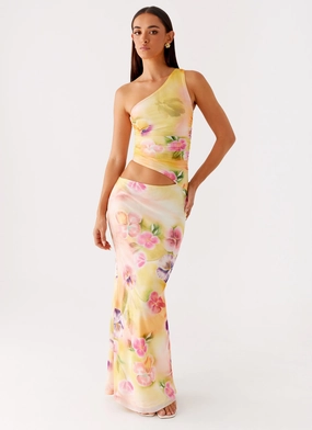 Seranella One Shoulder Maxi Dress - Sunburst Floral Modern Staple