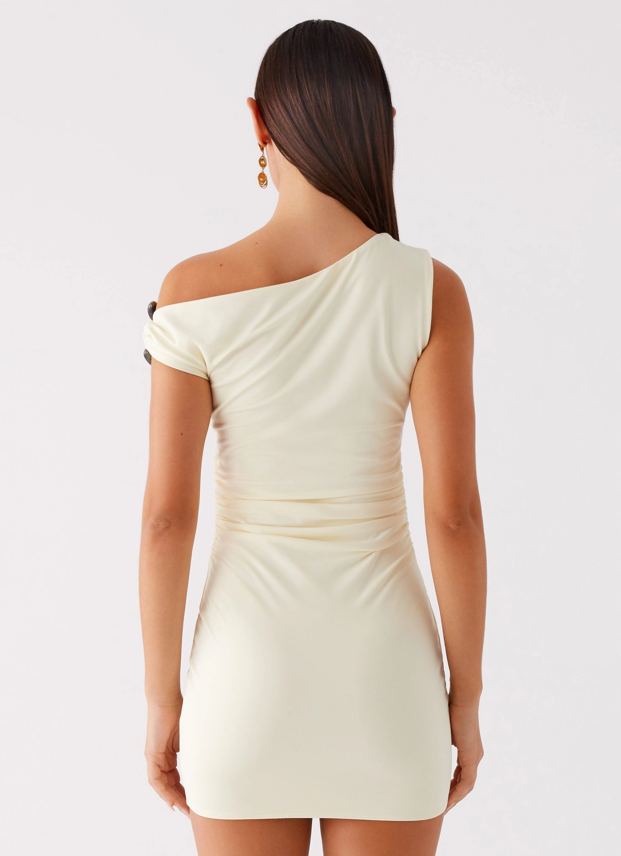 Modern and Stylish Seraphina One Shoulder Mini Dress - Yellow