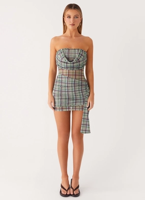Smooth Texture Seren Mini Dress - Cedar Check