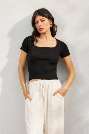 SERENA SQUARE NECK TOP Durable Reinforced Elbows WrinkleResistant Fabric
