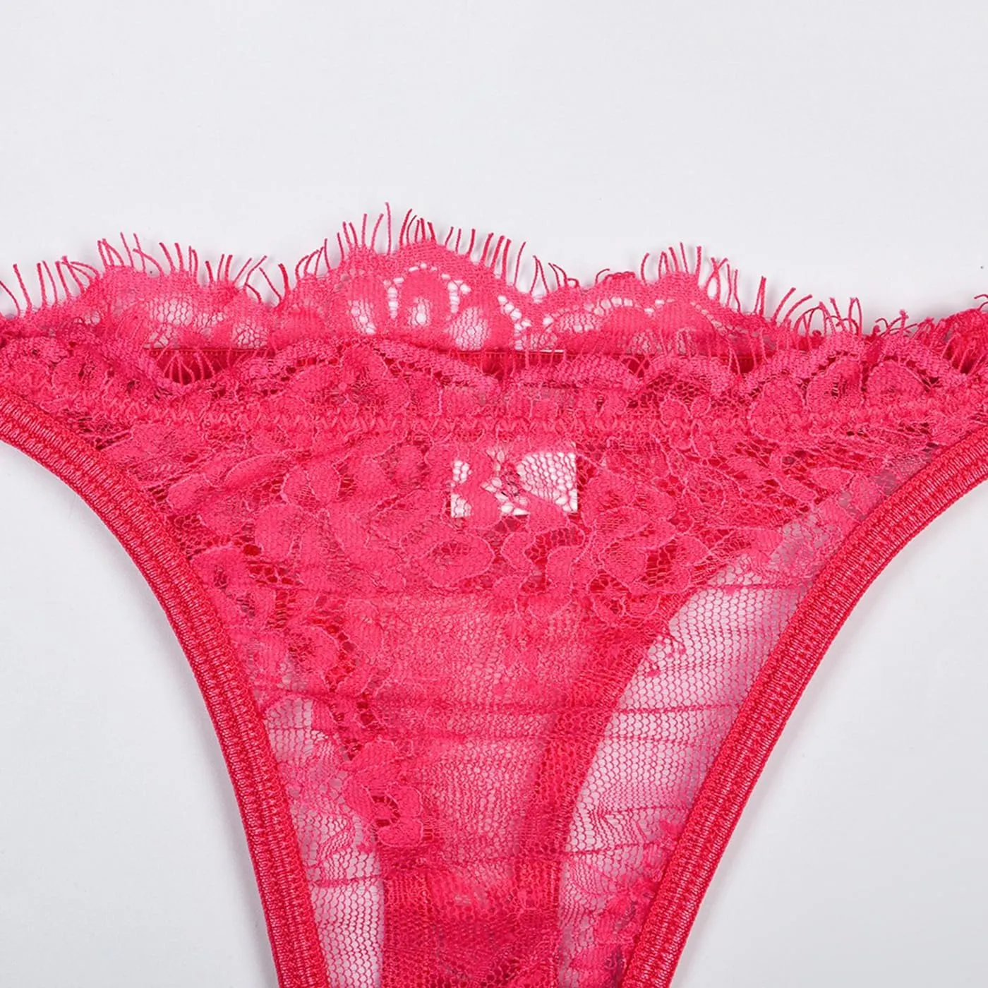Sexy 2 Piece Lingerie Women Eyelash Lace Bra and Panty Set Push Up Half Cup Mesh Bralette Strappy Thong Sleepwear
