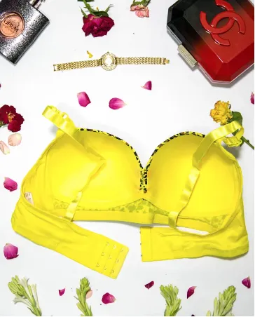 Sexy Cheetah Print Plus Size Bra - Yellow - Push Up Bra, Single Padded Bra