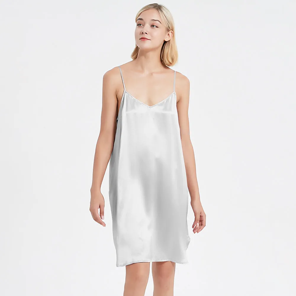 Sexy Classic Short Silk Slip Nightgown Silk Nightdress