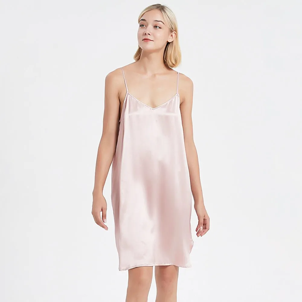 Sexy Classic Short Silk Slip Nightgown Silk Nightdress