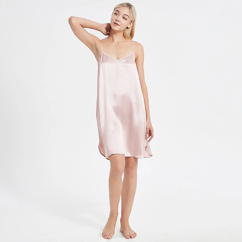 Sexy Classic Short Silk Slip Nightgown Silk Nightdress