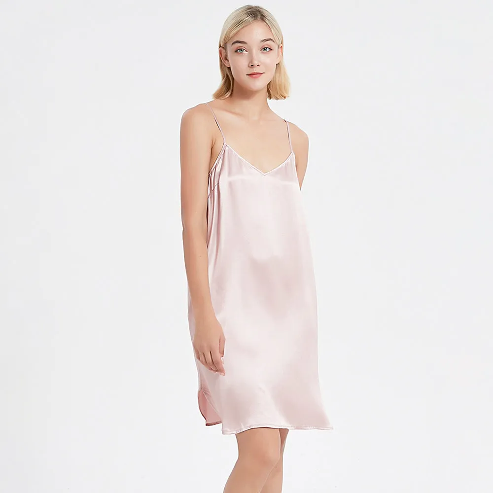 Sexy Classic Short Silk Slip Nightgown Silk Nightdress