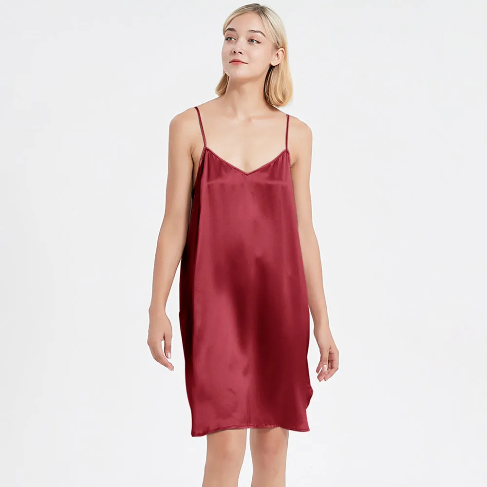 Sexy Classic Short Silk Slip Nightgown Silk Nightdress