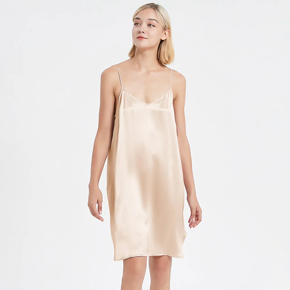 Sexy Classic Short Silk Slip Nightgown Silk Nightdress