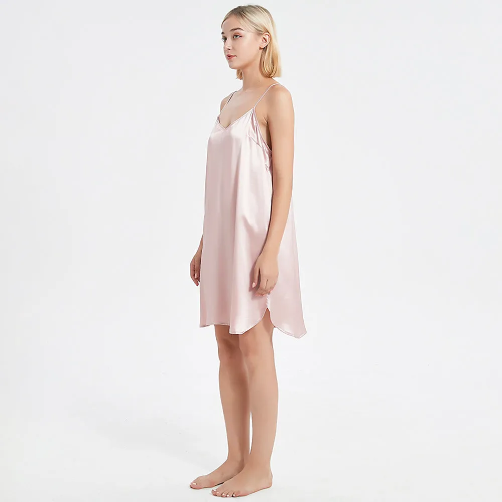 Sexy Classic Short Silk Slip Nightgown Silk Nightdress