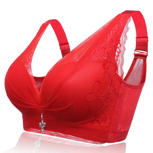 Sexy Deep Plunge Lace Adjustable Wireless Lightly Lined Bras