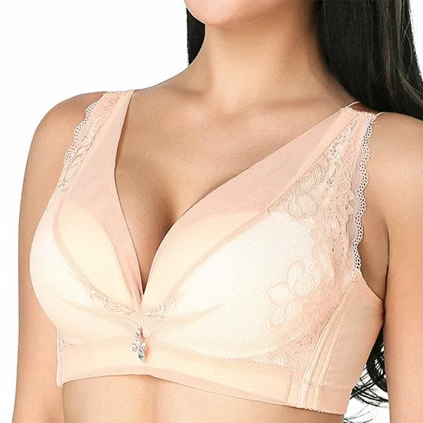 Sexy Deep Plunge Lace Adjustable Wireless Lightly Lined Bras