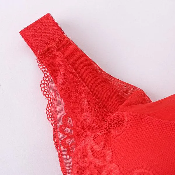 Sexy Deep Plunge Lace Adjustable Wireless Lightly Lined Bras